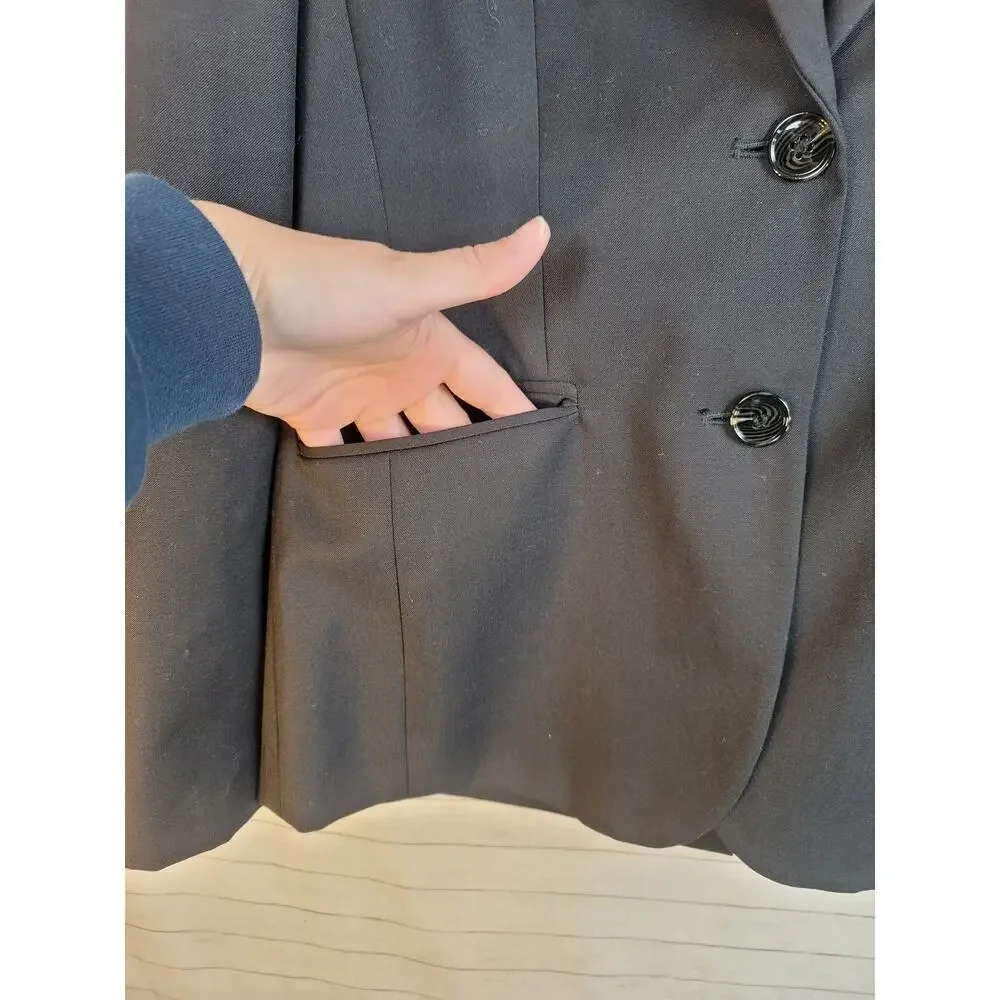 J. CREW WOOL BLEND 2 BUTTON BLAZER IN BLACK, SZ 2